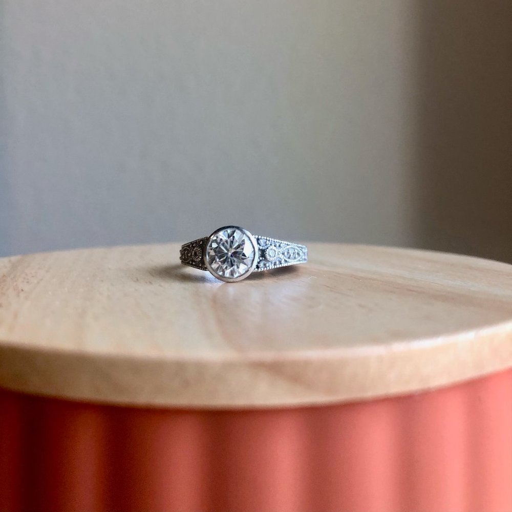 14K White Gold Moissanite Diamond Engagement Ring